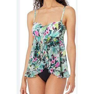 Gottex Sz 16 Swimsuit Beautiful Day Flyaway Bandeau Swimdress Tropical Floral